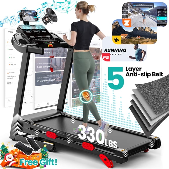 300 lbs Portable Folding Treadmill, 2.75 HP Foldable Compact Treadmill for Home Office, Walking Running Treadmill with LED Display for Exercise, Treadmill with Incline, 71 Programs