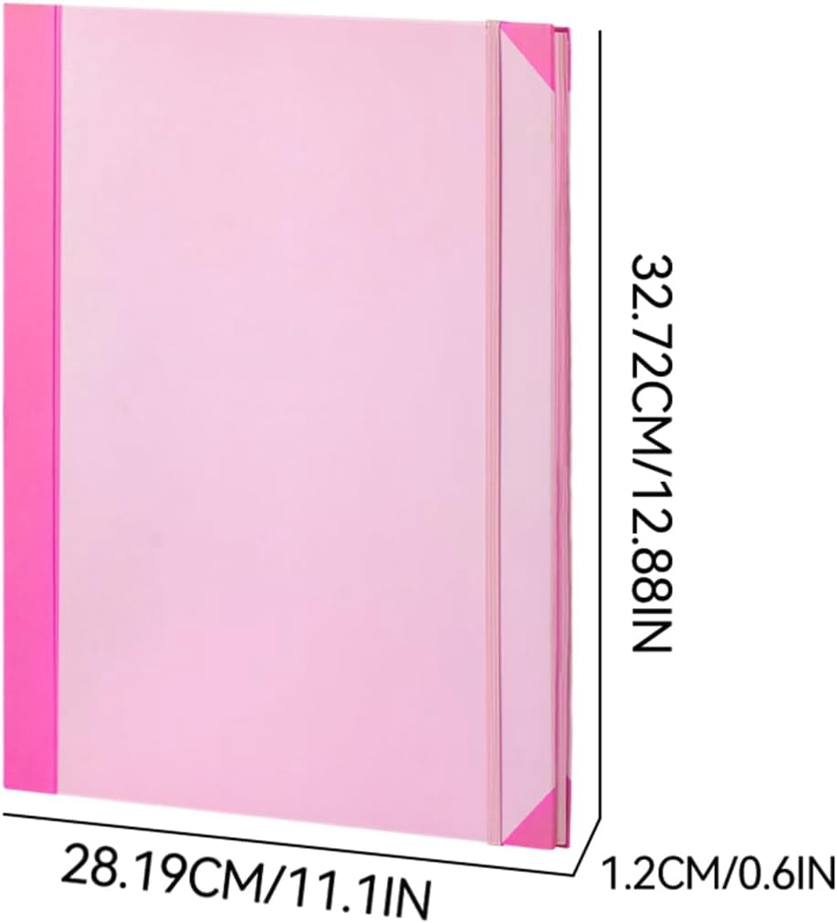 Folio Document Organizer with Labels, Important Folders with Pockets,File Stylish Binder for Storing Important Papers, Certificates, Passports, Photos, and Letters (Pink)