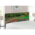 thumbnail image 2 of Garden Headboard, Spring Garden with Forest Hut Small Bridge Plants Flowerbedsnd Walkway, Upholstered Decorative Metal Bed Headboard with Memory Foam, Full Size, Green and Purple, by Ambesonne, 2 of 4