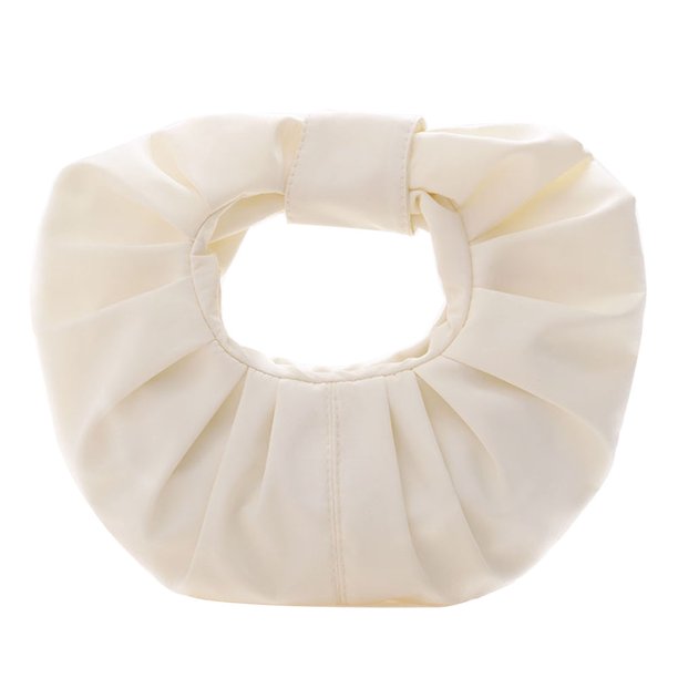 Moda mujer PU redondo plisado bajo el brazo bolso Casual pequeños bolsos (blanco) Likrtyny Para estrenar