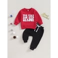thumbnail image 2 of My First New Years Baby Boy Outfit Baby Boy Valentines Day Outfit Letter Print Long Sleeve Sweatshirt T-shirt and Elastic Casual Pants Suit, 2 of 9