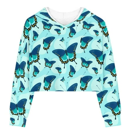 

TOADDMOS Butterfly Fall Fashion Doodies for Girls Crew Neck Kids Hooded Sweatshirts 5-6 Aesthetic Children Hoodies