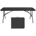 thumbnail image 1 of Bingirl PeakPursuit Table Pliante Portable de 6 Pi avec Poignée : Plastique Robuste, Hauteur Ajustable, Imperméable, Facile à Nettoyer, Capacité de 300 Lb, Pliable pour Usage Intérieur et Extérieur - Noir, 1 of 8