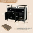 thumbnail image 2 of RONG-3 Cat Litter Box Enclosure - Cat Washroom Hidden Furniture with Front Entry, Scratcher, 2-Door Storage Cabinet, 2 Compartments, Air Vents, Metal Frame, Wooden Pet Crate House ,Black, 2 of 9