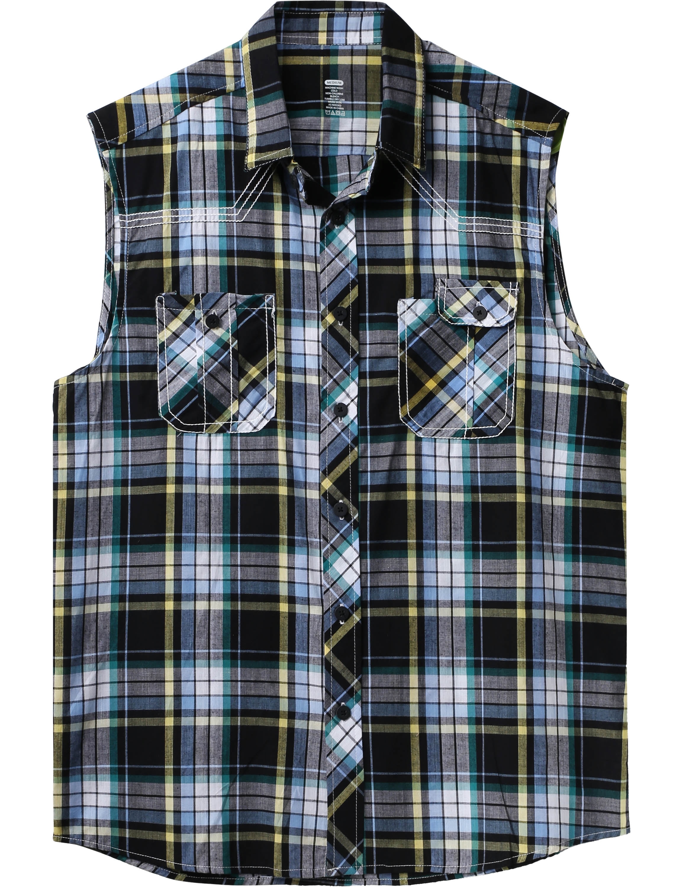 Ma Croix Mens Plaid Sleeveless Button Shirt Flannel Pattern - Walmart.com