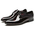 thumbnail image 5 of Santimon Men Oxford Dress Shoes Brogue Floral Patent Leather Casual Formal Business Derby Shoes Red 8 US, 5 of 8