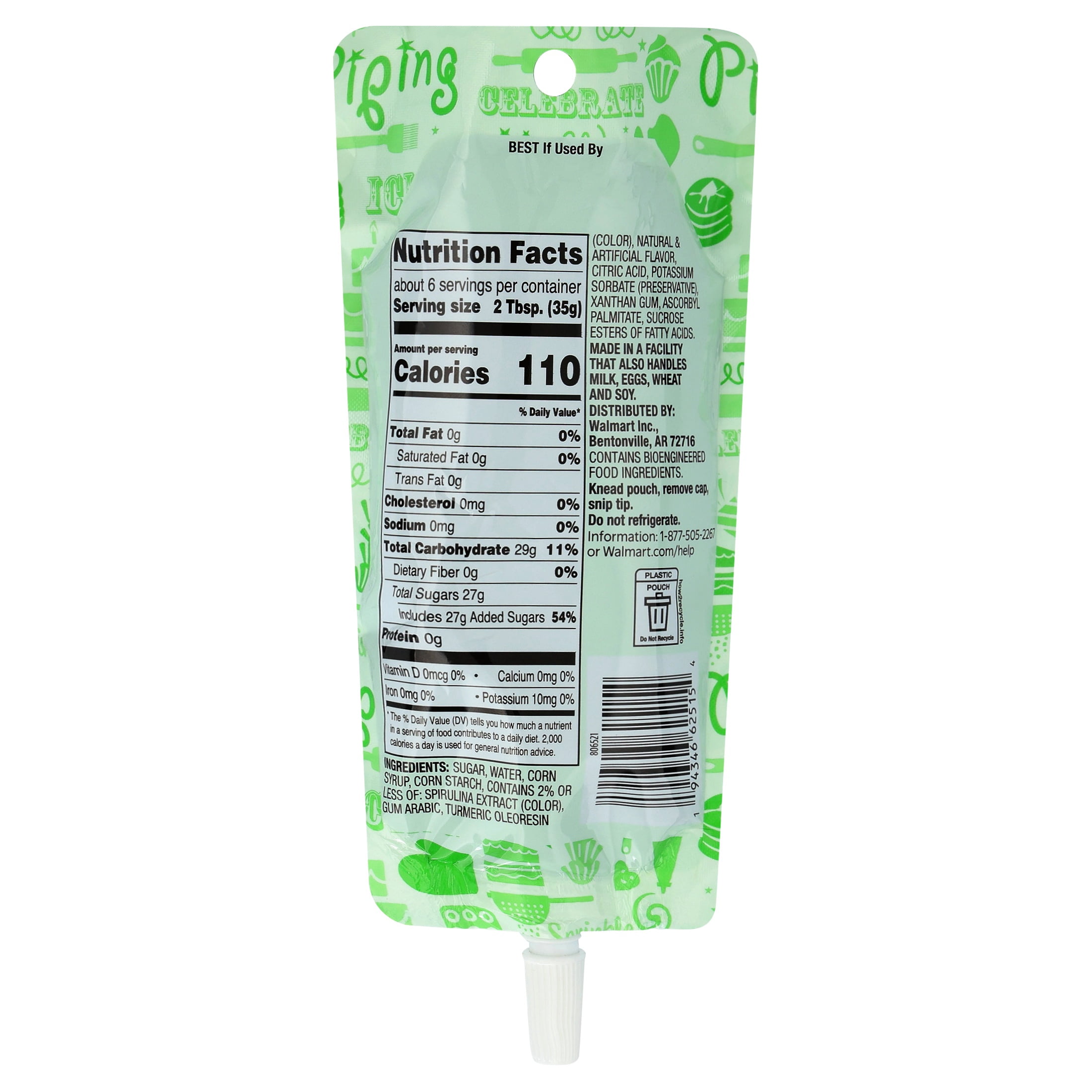Great Value Cookie Icing, Green, 7 oz