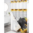 thumbnail image 3 of No Hook Shower Curtain with Snap-in Liner, Sunflower Cows Waterproof Fabric Bathroom Curtains, Farmhouse Floral Watercolor Botanical Plaid Bath Curtains & Mesh Top Window Stand Up Stall 36"x72", 3 of 9