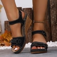 thumbnail image 6 of HomeDM Wedge Heels Sandals for Women Open Toe Slip On Ankle Strap Summer Beach Sandals, Black Size 5.5, 6 of 9