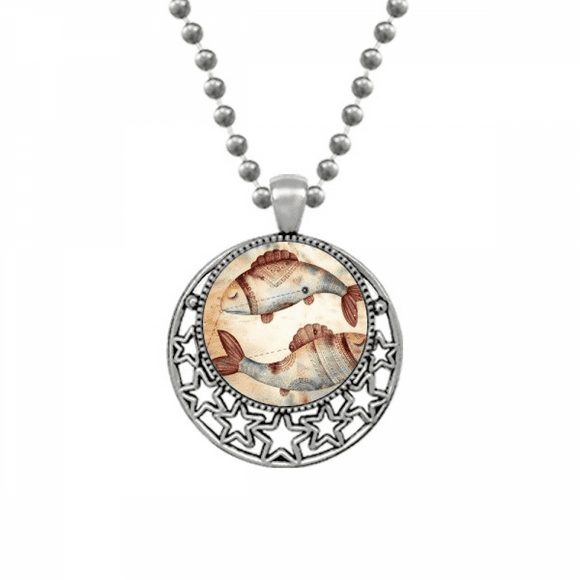 March Pisces Constellation Zodiac Necklaces Pendant Retro Moon Stars Jewelry