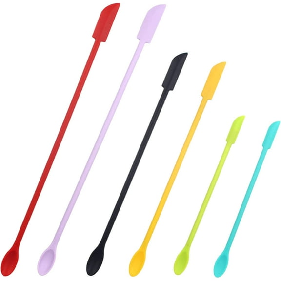 6 Pieces Mini Silicone Spatula-Makeup Spatula-Small Silicone Spatula-Thin Spatula Set for Skinny Openings-Tiny Scraper for Jar, Kitchen Bottles, Cosmetic