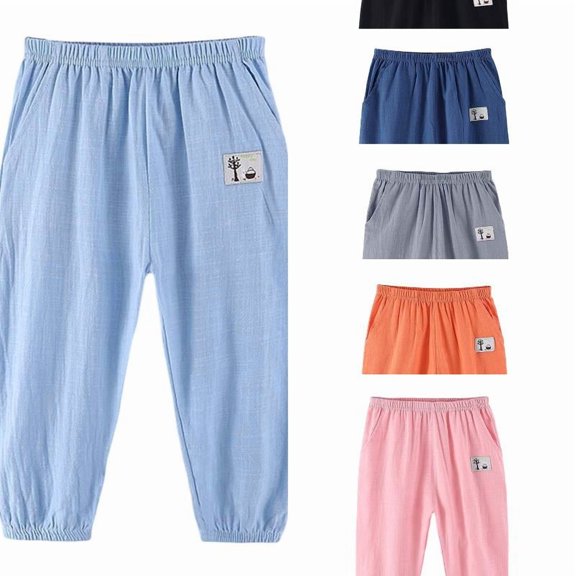 Boys Pants Cotton Elastic Waist Jogger Pants for Boys Casual School Uniform Trousers