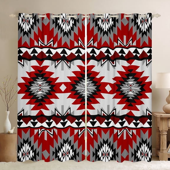 Manfei Tribal Aztec Black Out Curtains for Adult, Vintage Bohemian Style Curtains Pack of 2 (42x63 Each), Hippie Geometric Bedroom Curtains, Window Curtains Home Decor