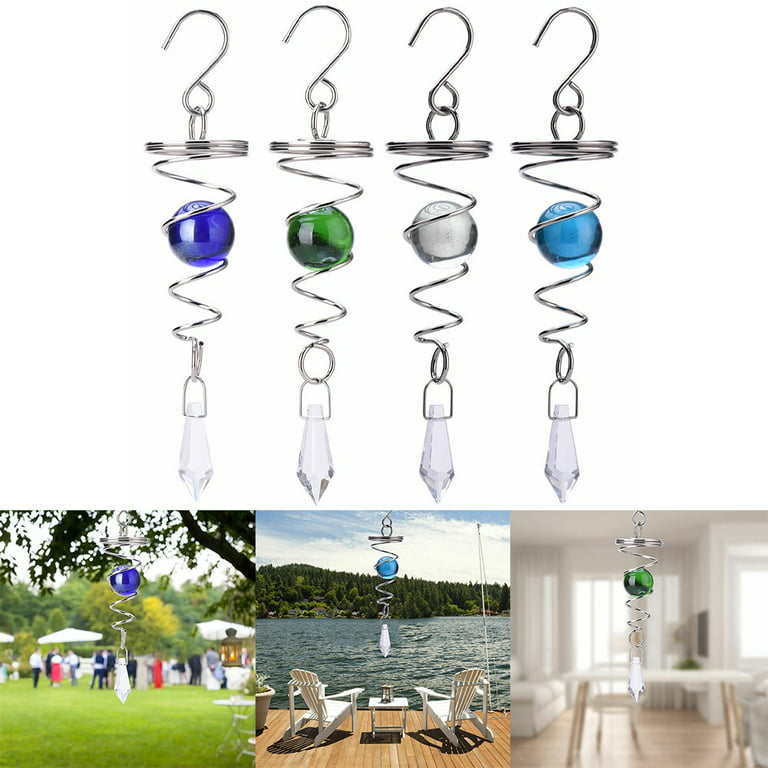 Spiral Wind Spinners With Crystal Ball Winds Chimes Garden Home Hanging  Decor 