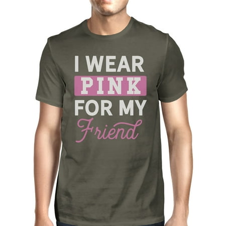 I Wear Pink For My Friend Men Breast Cancer Awareness Tee Dark