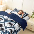 thumbnail image 4 of Feelyou Cartoon Ink Shark Twin Comforter Sets for Men Boys, Line Art Animal Bedding Set, Blue White, Blue Reversible, 2pcs, 4 of 6