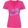 thumbnail image 3 of Inktastic Cute Pink Sea Turtle Women's V-Neck T-Shirt, 3 of 5