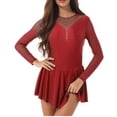thumbnail image 5 of DPOIS Women's Figure Ice Skating Dress Gymnastics Leotard Skirted Dancewear Red 3XL, 5 of 6