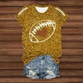 thumbnail image 4 of Women Sequin Football T Shirts Game Day Heart Graphic Short Sleeve Crewneck Tops Trendy Casual Summer Classic Fit Tees Z001-Yellow S, 4 of 5