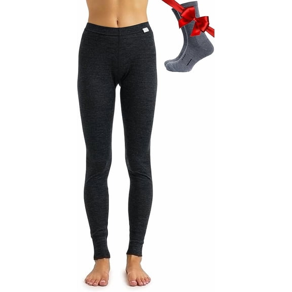 Merino.tech Women’s 100% Merino Wool Base Layer Leggings 𝗠𝗶𝗱𝘄𝗲𝗶𝗴𝗵𝘁 Thermal Underwear