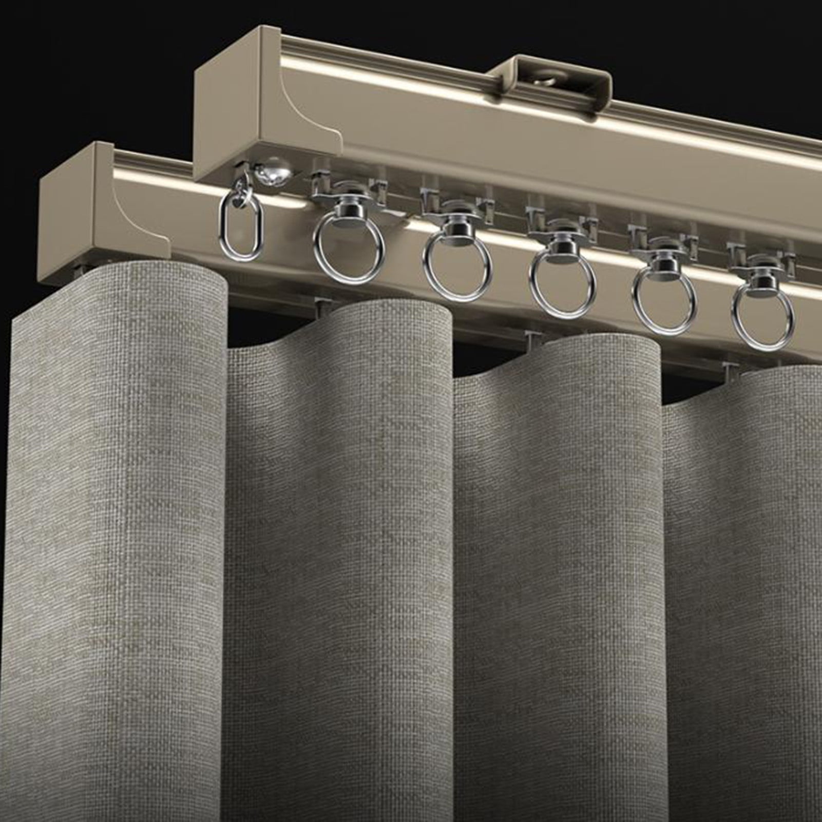 Aluminum Alloy Curtain Track, Mute Ceiling Mounted Curtain Rod, Sliding Curtain Rod for Office, Living Room, Bedroom