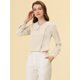 thumbnail image 2 of Blusa de Gasa Casual Allegra K con cuello Peter Pan Manga Larga con botones Decorativos Albaricoque M, 2 of 5