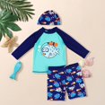 thumbnail image 6 of Bysome Boys Swimsuit Summer Baby 2Pcs Rash Guard Swimsuits Upf50+ Toddler Long Sleeve Cartoon Sunsuit Swimwear Sets Bathing Suit With Hat, 6 of 8