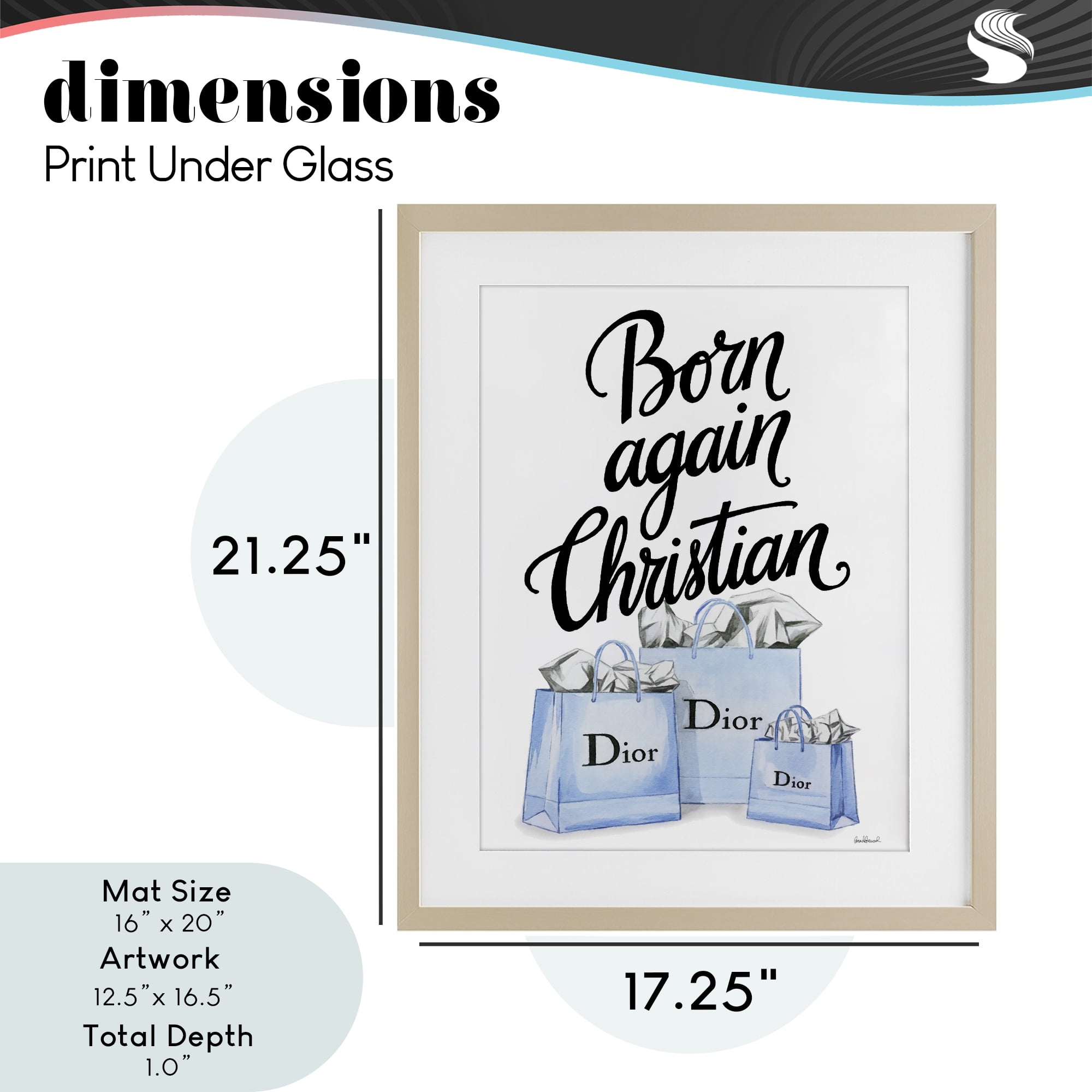 Glam Bags Born Again Christian Birch Framed Print Under Glass, design by Amanda Greenwood