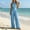 Blue, variant on Womens Solid Color Halter Sleeveless Waist-Cinched Jumpsuit Zip Closure Wide Leg Long Romper with Side Pockets for Casual Party Wear Brown XL(XL)