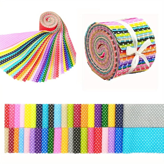 HEYMAPLE 40Pcs Jelly Roll Fabric Strips for Quilting and Sewing, 2.6" x 20" Precut Fabric for DIY Crafting, Spot Solid Color Series