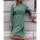 thumbnail image 5 of Vestido De Manga Larga Con Cuello Vestido Con Cinturón De Cintura Alta Vestido Redondo Midi Con Cintura Anudada Vestido Midi De Mujer Round Neck Long Sleeve Dress Polyester ANGGREK Otros, 5 of 7