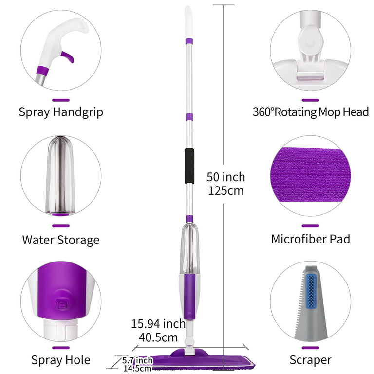 Mops for Floor Cleaning, Spray Mop with Refillable Bottle and 3 Washable  Microfiber Pads Home for Commercial and House Use Dry Wet Flat Mop for