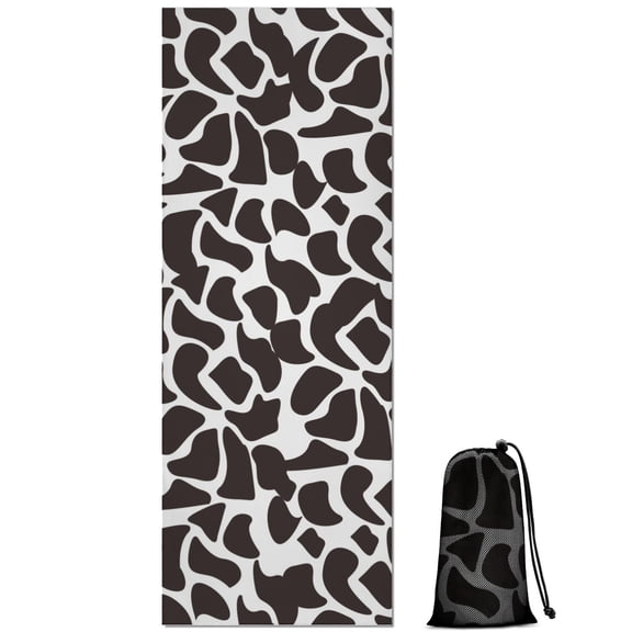 White and Black Of Leopard Print Hot Yoga Mat Towel Non Slip for Hot Yoga - Quick-Drying Yoga Mat Cover with 4 Corner Pockets with Travel Bag - Hot Yoga Towel Non Slip 70"x26"