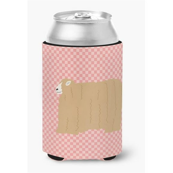 Lincoln Longwool Sheep Pink Check Can or Bottle Hugger