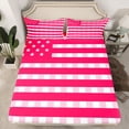 thumbnail image 3 of Homewish Modern American Flag Twin Sheet Sets for Kids, Cartoon Stars Print Twin Fitted Sheet, Hot Pink Abstract Flat Sheet, Super Cozy Room Decor, 3 Pieces, 3 of 8