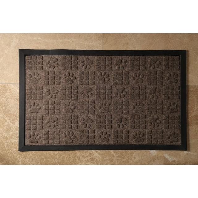 The Rug Hub Paws 30"X18" Indoor Outdoor Non-Slip Doormat Mocha