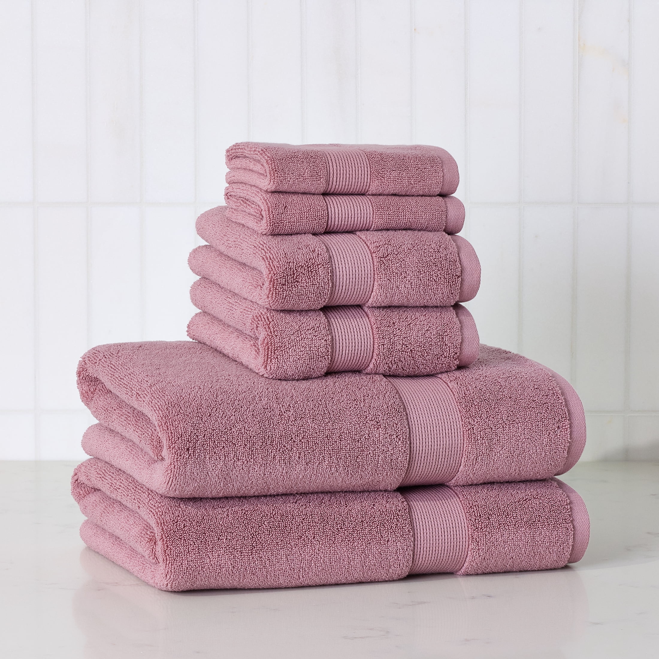 Better Homes & Gardens Signature Soft Solid Cotton 6 Piece Towel Set,Violet Gem