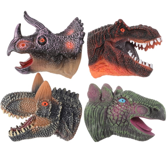 KAKOWELY 4pcs Dinosaur Hand Puppets Dinosaur Head Figure Toy Hand Puppet Figure Glove,5.91X"X4.92"X3.94"