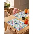 thumbnail image 3 of Colorful Flower Green Leaves Seamless Placemats Set of 4,Wipeable Washable Table Mats for Dining Tables,Farm Wildflower Place Mats for Kitchen Event Party Tabletop Decor, 3 of 7