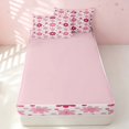 thumbnail image 4 of Erosebridal Cartoon Flower Zipper Full Size Comforter Sets with Fitted Sheet and 2 Pillowcases, Groovy Blossom Zipper Bedding Set, Pink Reversible, Rose Magenta, Pink Reversible, 4 of 7