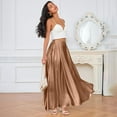 thumbnail image 5 of KDDYLITQ Womens Satin Skirts a Line Solid Color Maxi Skirt Silk High Waisted Casual Long Skirts Holiday Trendy Skirt with Pocket Khaki M, 5 of 6