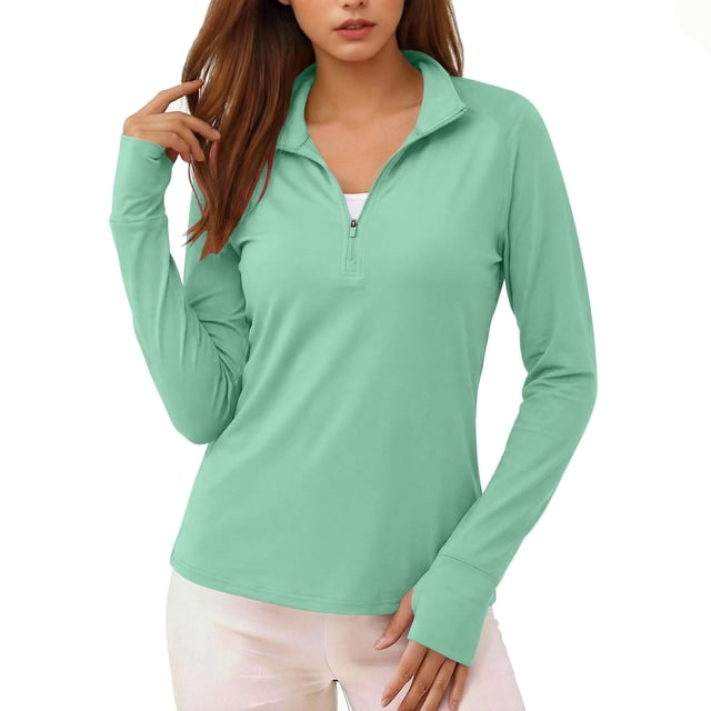 V Cuello 3/4 Manga Tops para las Mujeres Camisas de Entrenamiento con Protección Solar, Camisetas de Moda Primavera Verano Blusas de Túnica para Uso Diario