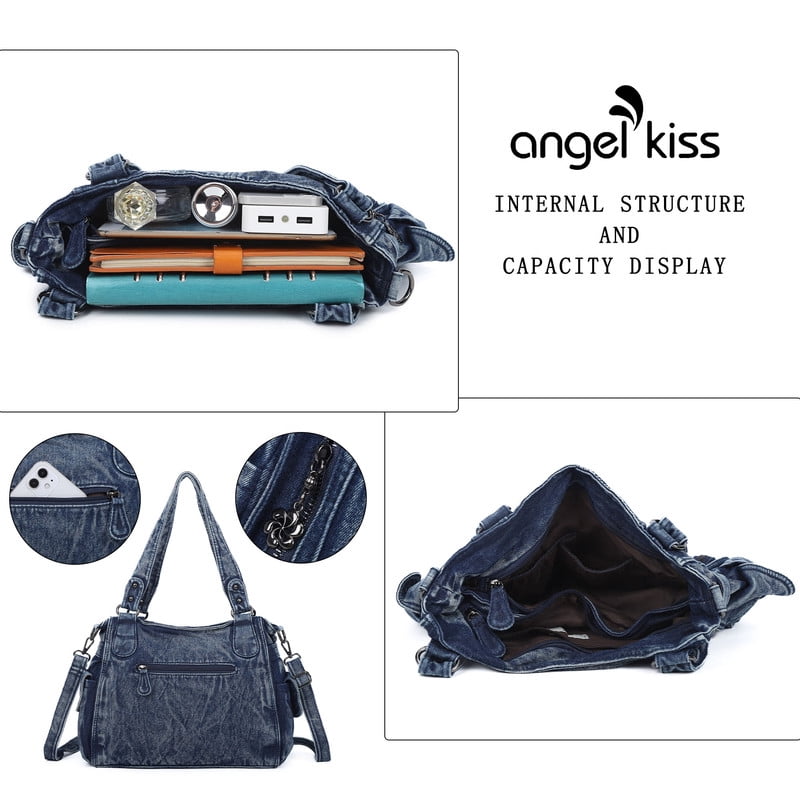 Angel Kiss Handbags for Womens Top-Handle Hobo Purse Roomy Casual Shoulder Bags PU Tote Satchel Purse for Womens