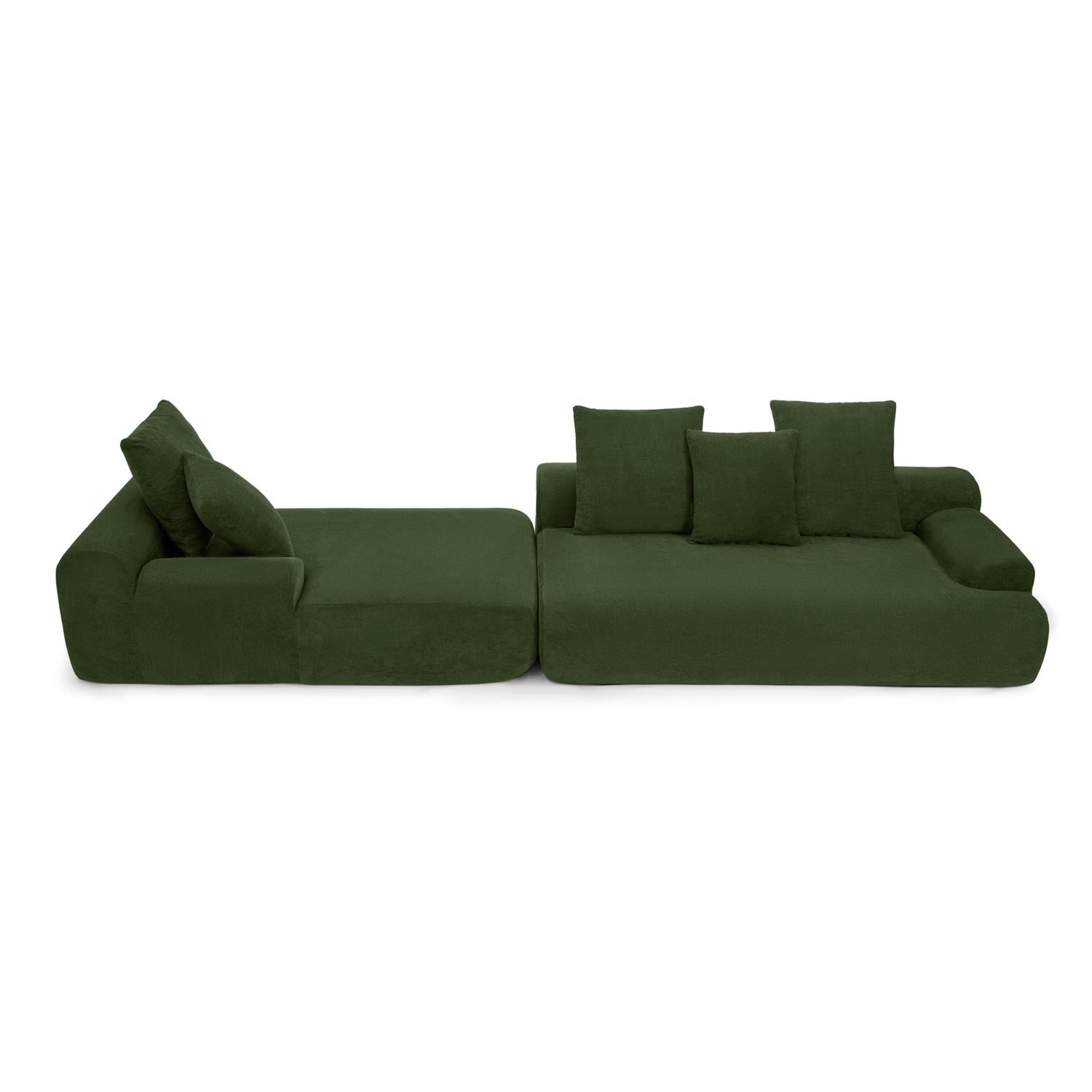 Demi Bonn 110"x67" Velvet L-Shape Sectional Sofa, Modern Upholstered Modular Couch for Living Room/Bedroom Furniture, Green
