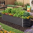 thumbnail image 5 of Dextrus Outdoor Raised Garden Bed Kit, Large Galvanized Metal Patio Planter Box with Safety Rubber and Gloves,Ideal for Plants Vegetables Flowers - 8 x 2 x 1.4ft ,Gray, 5 of 8