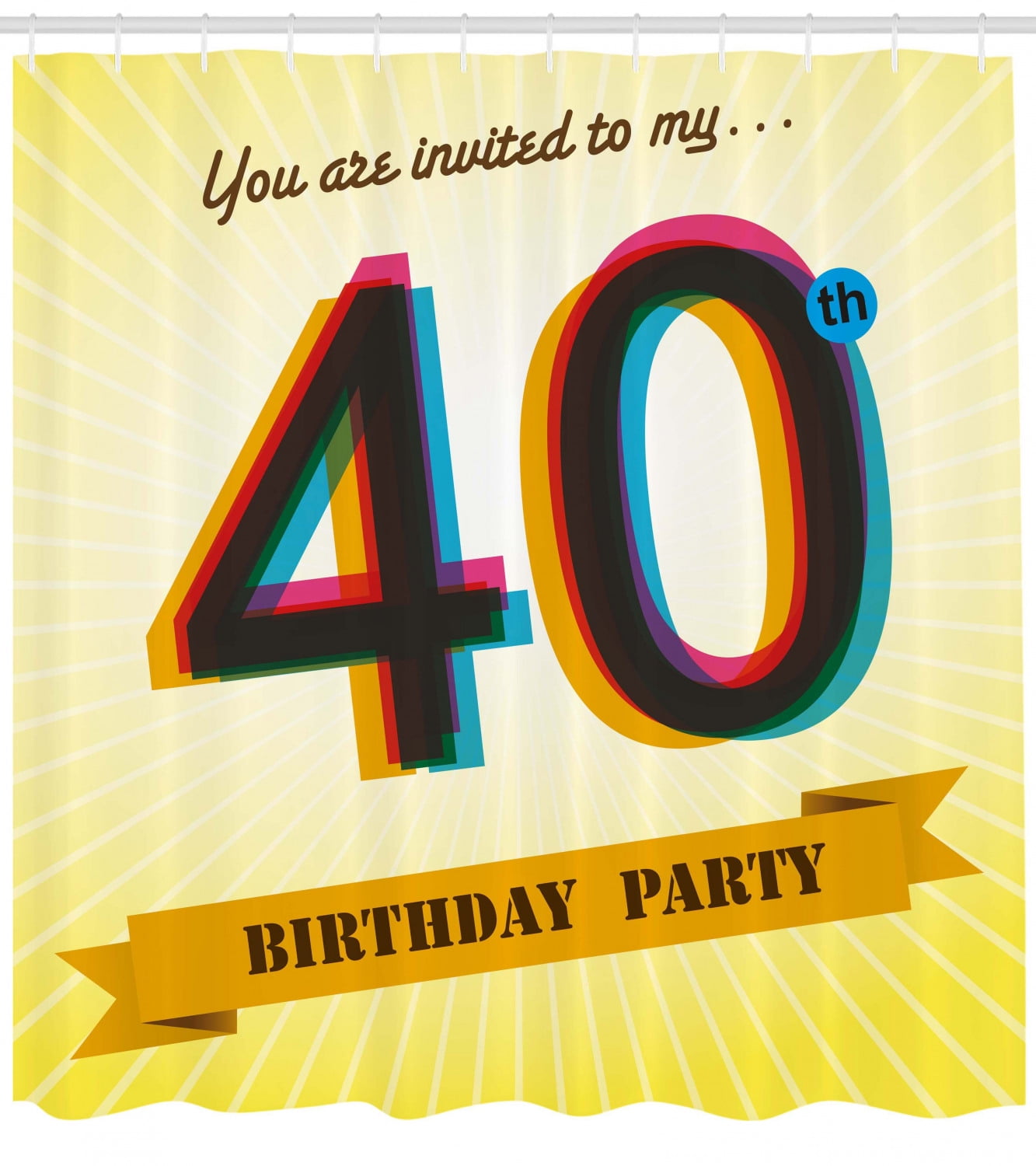 40th Birthday Decorations Shower Curtain Vintage Graphic Banner