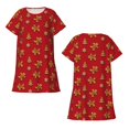 thumbnail image 3 of Bixox Gingerbread Man Pattern Women's Nightgown, Soft & Breathable Sleepwear, Round Neck Knee-Length Pajama Dress,Loungewear for Home & Sleep, 3 of 7