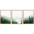 thumbnail image 3 of PixonSign Framed Canvas Print Wall Art Set - Sage Green Mountain Range Pine Tree Forest Art - Set of 3 Nature Wilderness Landscape Wall Décor for Living Room, Bedroom - 12"x16"x3 Panels Natural, 3 of 5