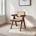 thumbnail image 2 of Hassch Set of 2 Rattan Dining Chairs, Modern Armchair with Wood Frame, Kitchen Chair for Home Office, Walnut, 2 of 6