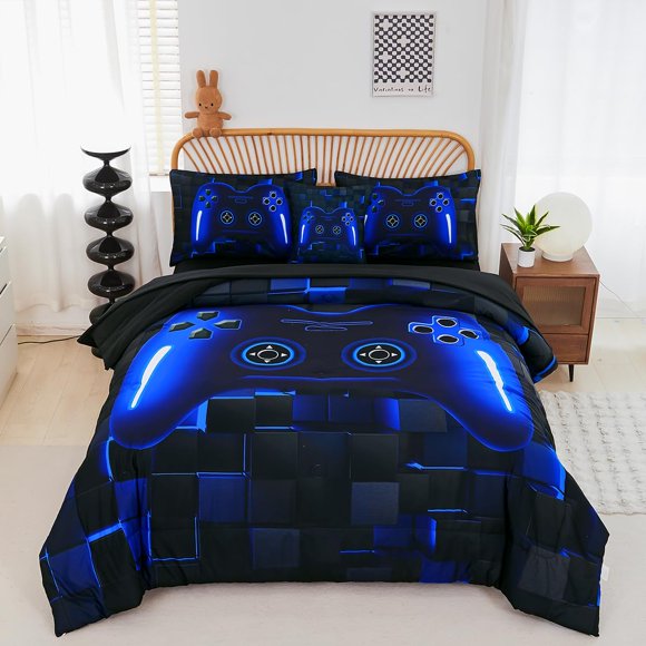 Set de juego Bed in A Bag PERFEMET, tamaño doble, 6 piezas, azul